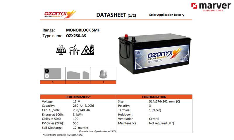 Solarbatterie 250Ah / 12v Ozonyx