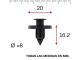 AutoRepair 1035 - Clip de ajuste de 8 mm para parachoques. 50 Uds.